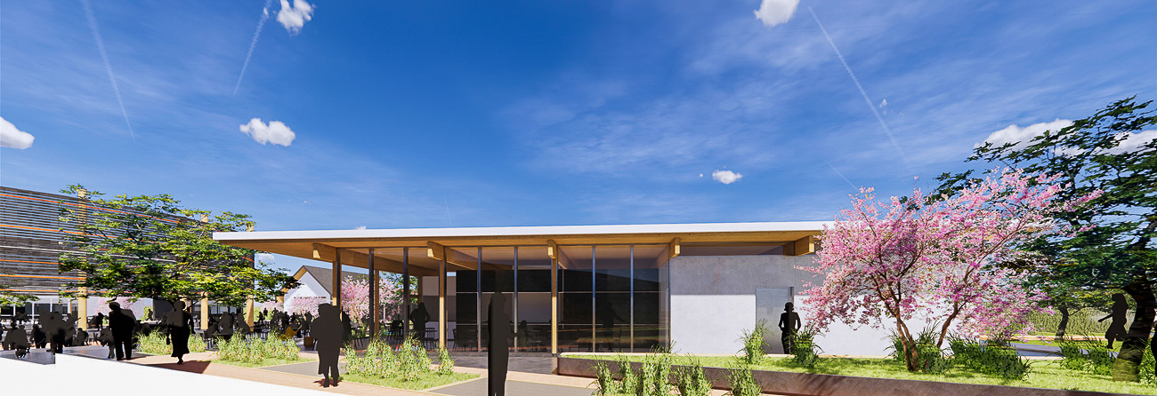 Side view of a winery in District Wine Village